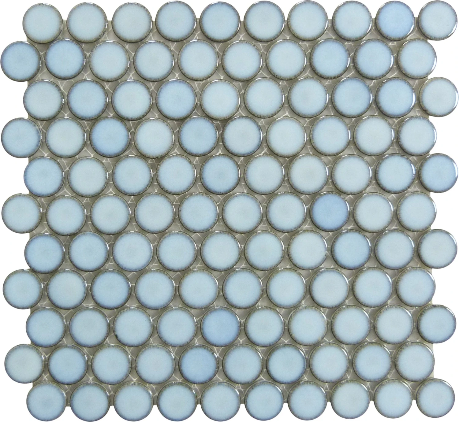 Cloud Blue Penny Round Glossy Porcelain Tile