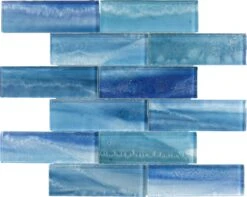 Gemstone Aquamarine 2x6 Mosaic Glass Tile