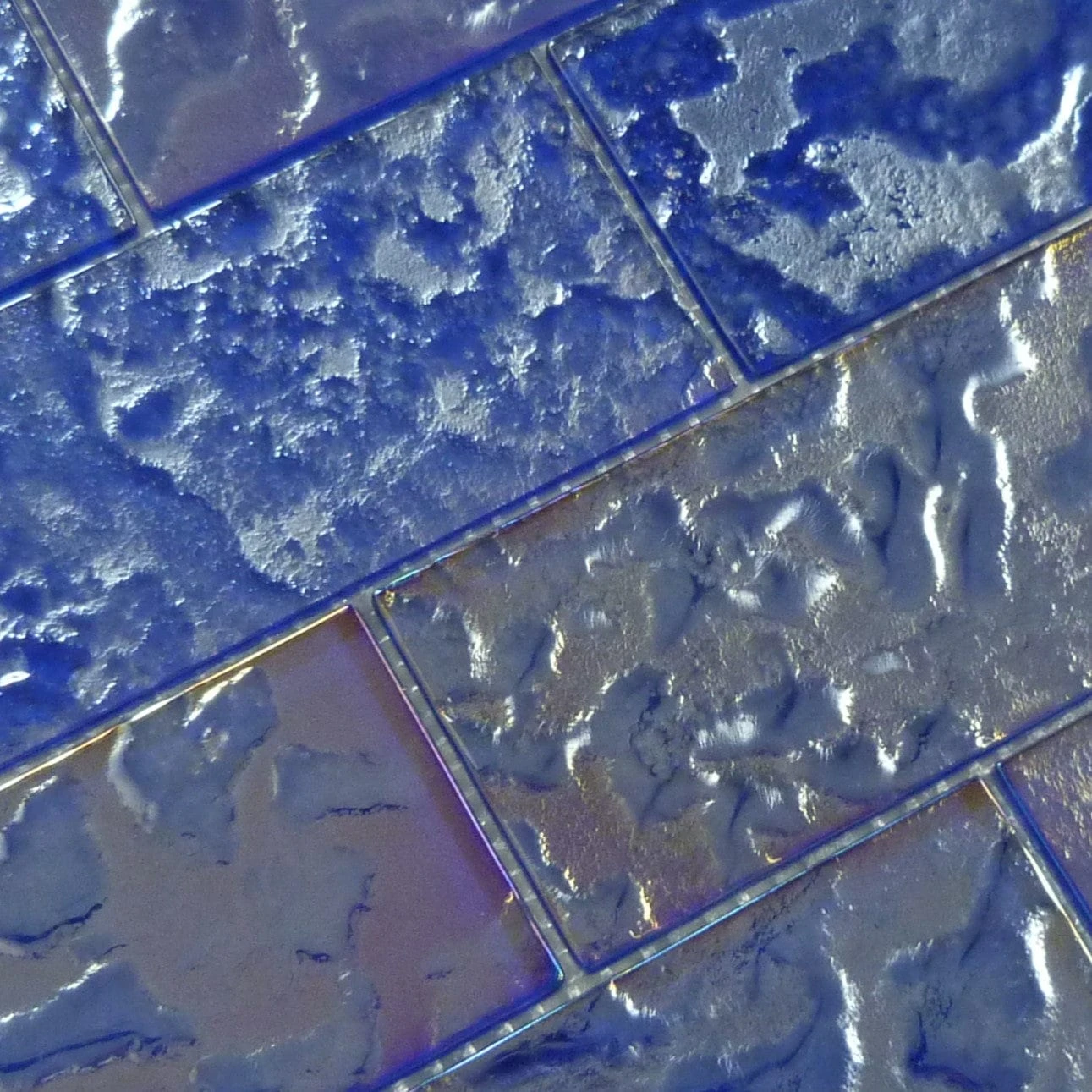 Lightwaves Cobalt Blue 3x6 Rippled Glass Tile - Image 3