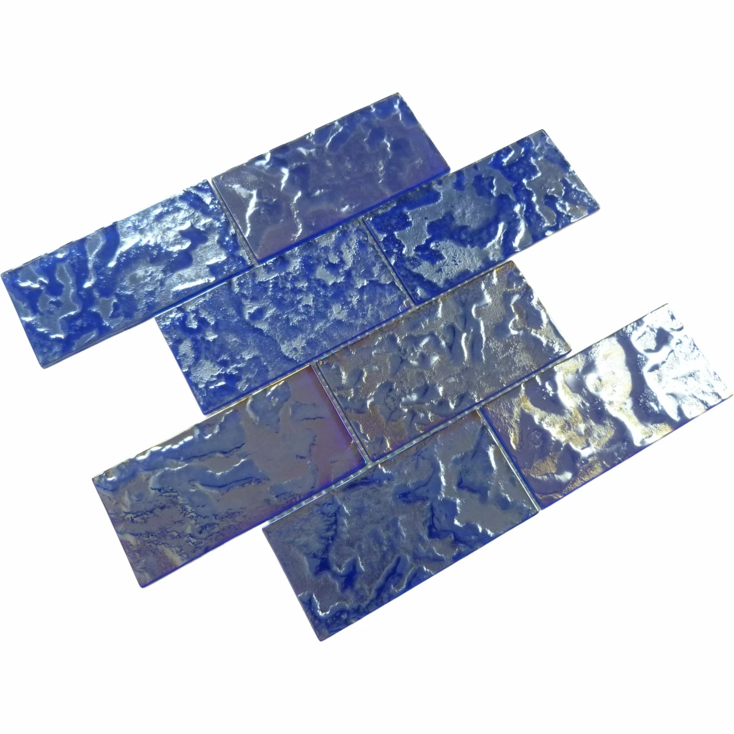 Lightwaves Cobalt Blue 3x6 Rippled Glass Tile - Image 2