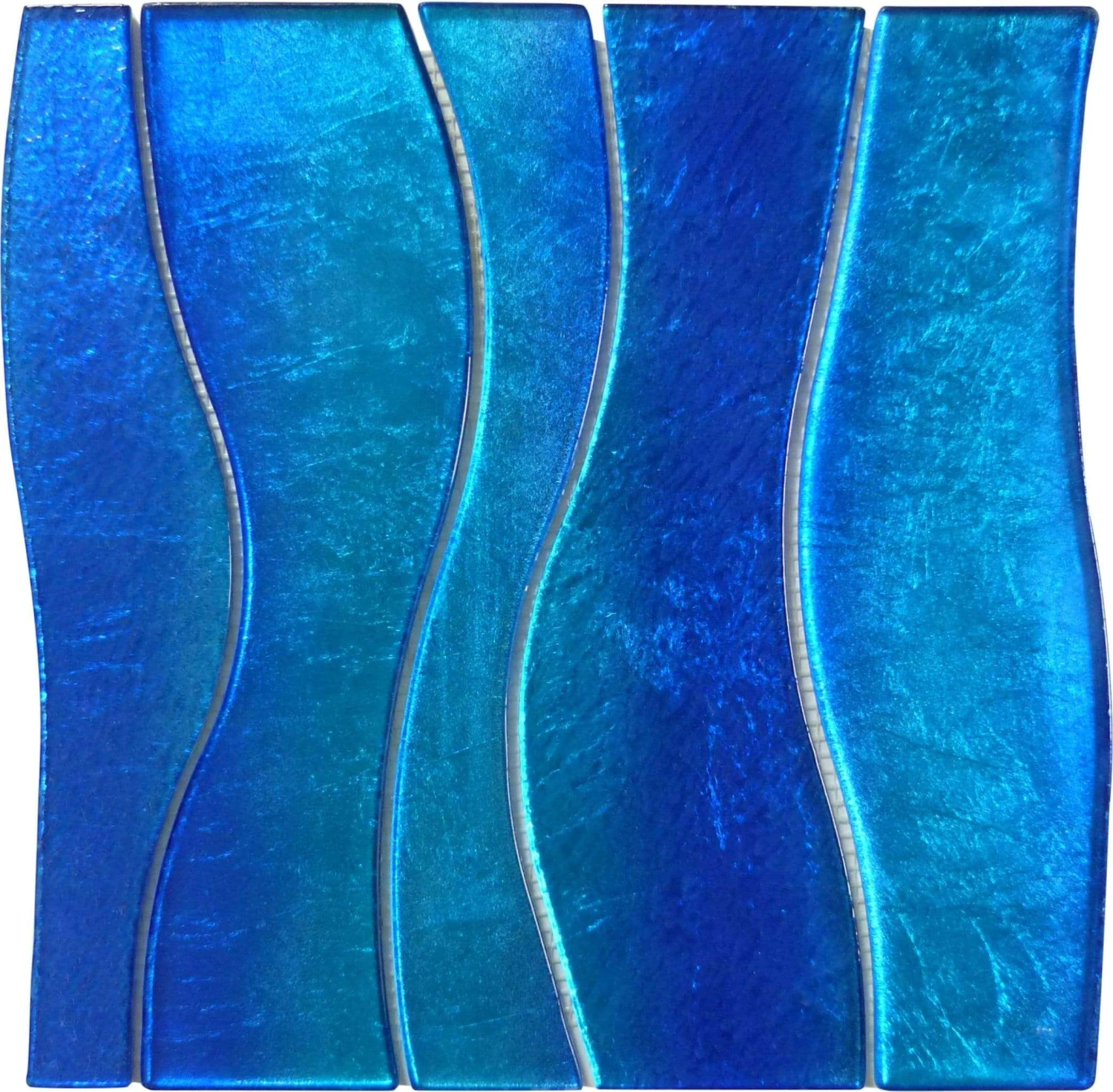 Ocean Water Waves Blue Glossy Glass Tile