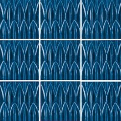 Sol Blue Deco Foglia 6×6 Glossy Porcelain Tile