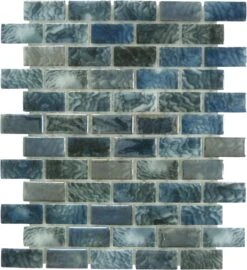 Vanguard Arrecife Grey 1x2 Glossy Glass Tile