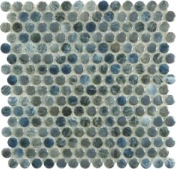 Vanguard Arrecife Grey Penny Round Glossy Glass Tile