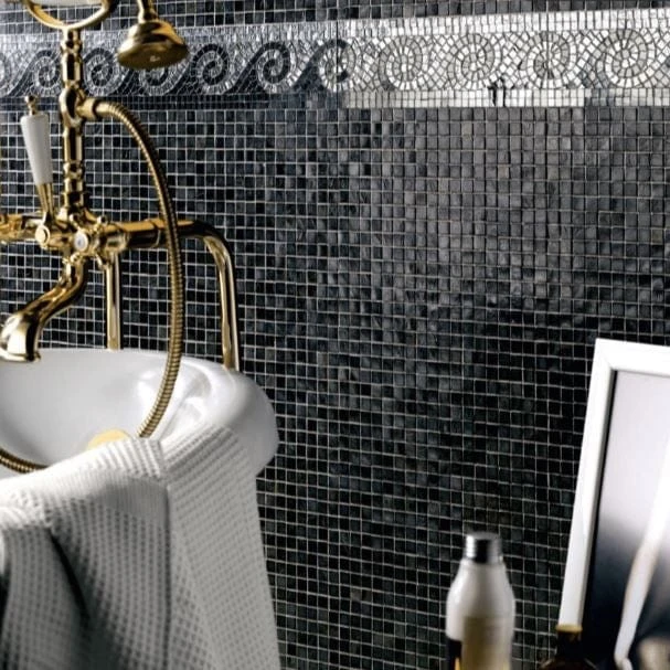Murano Smalto 5/8x5/8 Black Glass Tile - Image 2
