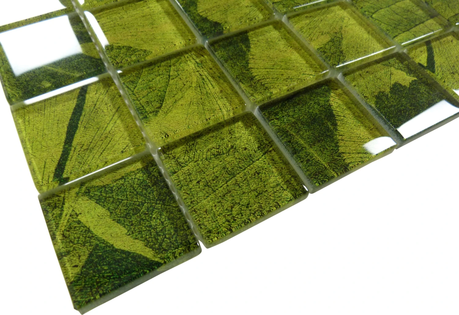 Leaf Green 2x2 Glossy Glass Tile - Image 2