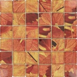 Golden Roses Red 2x2 Glossy Glass Tile