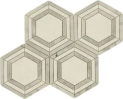 Brickstorm Hexagon White Carrara And Cream White Polished Stone Tile
