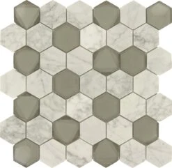Infinity Hexagon White Carrara And Glass Tile