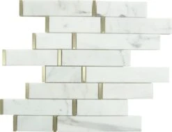 Natural Bianco White And Gold Metal Random Brick Stone Tile
