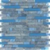 Navy Blue Random Bricks Glass And Metal Tile