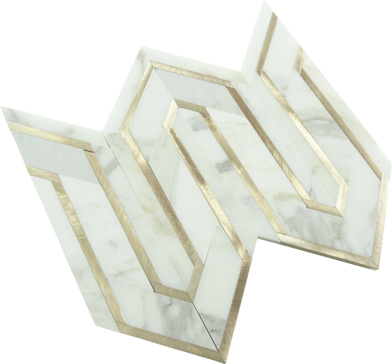 Tri Contour Carrara And Gold Metal Tile - Image 3